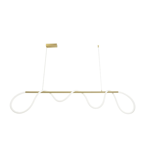 kelvo® GLOW 61663 Μοντέρνο Κρεμαστό Φωτιστικό Οροφής LED 45W 4500lm 360° AC 220-240V IP20 Ρυθμιζόμενο Λευκό CCT με Χειριστήριο από 2700K έως 6000K Dimmable - Lumileds SMD Chip - Χρυσό Πλατίνα & Λευκό Νήμα - Μ180 x Π30 x Υ40cm - 3 Χρόνια Εγγύηση