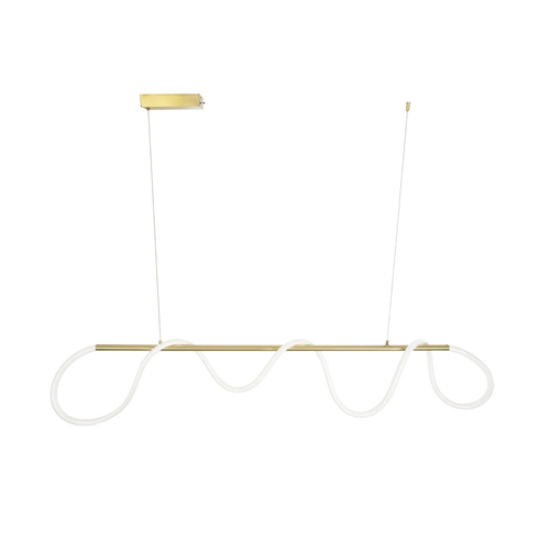 kelvo® GLOW 61663 Μοντέρνο Κρεμαστό Φωτιστικό Οροφής LED 45W 4500lm 360° AC 220-240V IP20 Ρυθμιζόμενο Λευκό CCT με Χειριστήριο από 2700K έως 6000K Dimmable - Lumileds SMD Chip - Χρυσό Πλατίνα & Λευκό Νήμα - Μ180 x Π30 x Υ40cm - 3 Χρόνια Εγγύηση