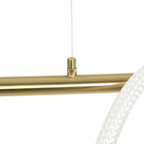 kelvo® GLOW 61663 Μοντέρνο Κρεμαστό Φωτιστικό Οροφής LED 45W 4500lm 360° AC 220-240V IP20 Ρυθμιζόμενο Λευκό CCT με Χειριστήριο από 2700K έως 6000K Dimmable - Lumileds SMD Chip - Χρυσό Πλατίνα & Λευκό Νήμα - Μ180 x Π30 x Υ40cm - 3 Χρόνια Εγγύηση