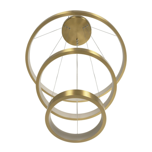 GLOBOSTAR® NEMESIS TRIO 61169 Μοντέρνο Κρεμαστό Φωτιστικό Οροφής LED 100W 12123lm 360° AC 220-240V IP20 Ρυθμιζόμενο Λευκό CCT με Χειριστήριο από 2700K έως 6000K Dimmable - Lumileds SMD Chip - Χρυσό Βούρτσας - Μ60 x Π60 x Υ60cm - 3 Χρόνια Εγγύηση