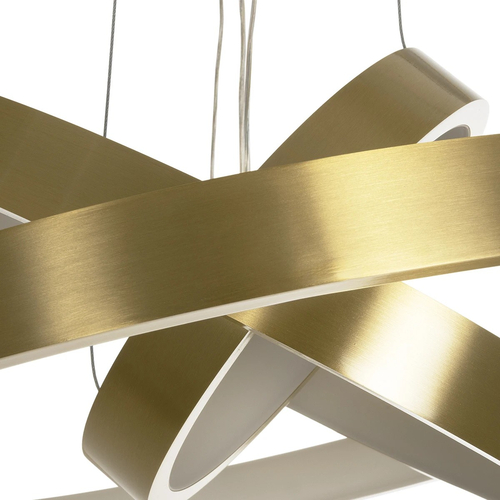 GLOBOSTAR® NEMESIS TRIO 61169-DECO Μοντέρνο Κρεμαστό Φωτιστικό Οροφής LED 100W 12123lm 360° AC 220-240V IP20 Ρυθμιζόμενο Λευκό CCT με Χειριστήριο από 2700K έως 6000K Dimmable - Lumileds SMD Chip - Χρυσό Βούρτσας - Μ60 x Π60 x Υ60cm - 3 Χρόνια Εγγύηση