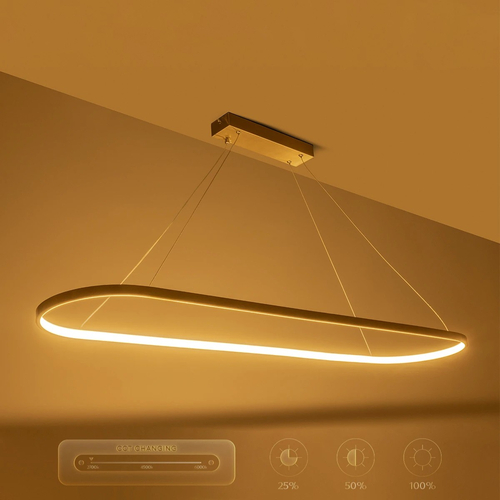 GLOBOSTAR® BOLIVAR 61273 Μοντέρνο Κρεμαστό Φωτιστικό Οροφής LED 54W 6210lm 360° AC 220-240V IP20 Ρυθμιζόμενο Λευκό CCT με Χειριστήριο από 2700K έως 6000K Dimmable - Lumileds SMD Chip - Νίκελ Βούρτσας - Μ120 x Π30 x Υ2cm - 3 Χρόνια Εγγύηση