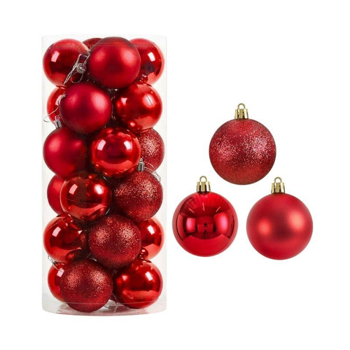 Σετ Χριστουγεννιάτικες μπάλες - 10cm - 20pcs - 326017 - Red