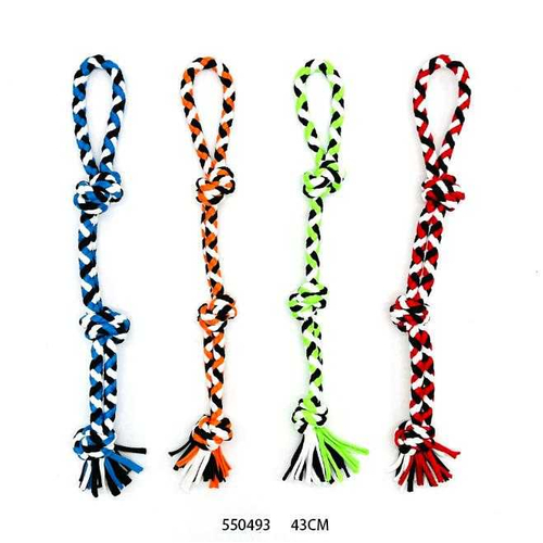 Υφασμάτινο παιχνίδι σκύλου σχοινί με κόμπους - 43cm - 12pcs - 550493
