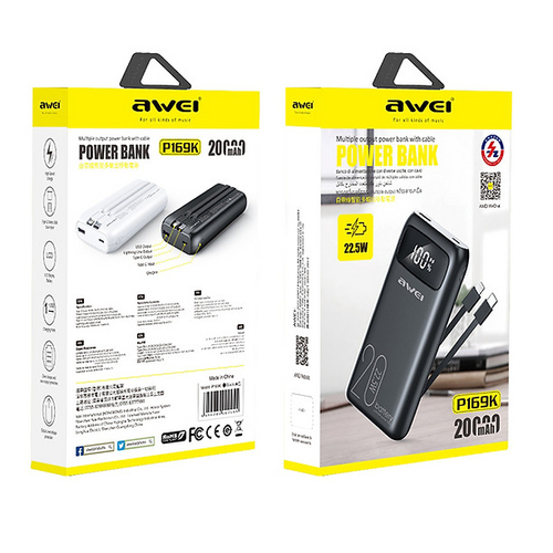 Powerbank - P169K - 20.000mah - AWEI - 002455 - Black