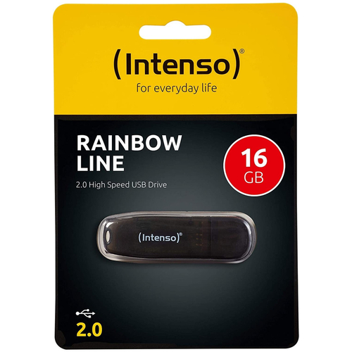 Intenso 16GB Rainbow USB 2.0 Flash Drive - Black