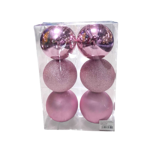 Σετ Χριστουγεννιάτικες μπάλες - 8cm - 6pcs - 326031 - Pink