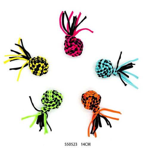 Υφασμάτινο παιχνίδι σκύλου μπάλα πλεκτή - 14cm - 12pcs - 550523