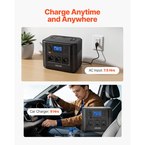 Φορητός σταθμός παραγωγής ενέργειας VEVOR, σταθμός παραγωγής ενέργειας με ηλιακή γεννήτρια 1200W, εφεδρική μπαταρία LiFePO4 806Wh με 9 θύρες εξόδου για οικιακή έκτακτη ανάγκη, κάμπινγκ σε εξωτερικούς χώρους, ταξίδια με τροχόσπιτο (δεν περιλαμβάνεται ηλιακό πάνελ)