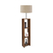 GloboStar® WOODO 204-0051 Μοντέρνο Eπιδαπέδιο Φωτιστικό Μονόφωτο 1 x E27 IP20 Καρυδί Ξύλο με Μπεζ Ύφασμα - Μ38 x Π38 x Υ150cm