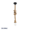 GloboStar® ROPE 01278 Vintage Κρεμαστό Φωτιστικό Ανάρτηση Μονόφωτο 1 x E27 IP20 Μπεζ Σχοινί - Μ3.5 x Π3.5 x Y100cm