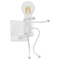 GloboStar® LITTLE MAN 01389 Μοντέρνο Επιτοίχιο Φωτιστικό Απλίκα Μονόφωτο 1 x E27 IP20 Λευκό Μέταλλο - Μ12 x Π19 x Υ17cm