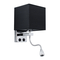 GloboStar® ELEGANT 01494 Μοντέρνο Επιτοίχιο Φωτιστικό Απλίκα με LED Βραχίονα Δίφωτο 1 x E27 IP20 Μαύρο Ύφασμα με Ασημί Μέταλλο - Μ17 x Π21 x Υ43cm
