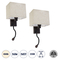 GloboStar® ROULETTE-S 61384 Μοντέρνο Φωτιστικό Τοίχου - Απλίκα Ξενοδοχείου Bed Side LED 3W 360lm & 1 x E27 36° & 360° AC 220-240V - Reading Up/Down Light - Φορτιστής USB 3A - Μ17 x Π20 x Υ37cm - Φυσικό Λευκό 4500K - Καφέ με Μπεζ Καπέλο - Σετ 2 Τεμαχίων