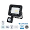 GloboStar® AURORA 61437 Επαγγελματικός Προβολέας LED 20W 2500lm 120° AC 220-240V με Ενσωματωμένο Ρυθμιζόμενο Αισθητήρα Κίνησης PIR - Αδιάβροχος IP67 - Μ12 x Π5 x Υ14.5cm - Μαύρο - Ψυχρό Λευκό 6000K - LUMILEDS Chips - TÜV Rheinland Certified - 3 Years Warranty