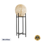GloboStar® NERINA 02015 Boho Επιδαπέδιο Φωτιστικό Μονόφωτο 1 x E27 IP20 Μαύρο Μέταλλο με Μπεζ Ξύλο - Μ40 x Π40 x Υ115cm