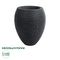 GloboStar® Artificial Garden NASHVILLE 20716 Επιδαπέδιο Πολυεστερικό Τσιμεντένιο Κασπώ Γλάστρα - Flower Pot Μαύρο Φ40 x Υ50cm
