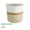 GloboStar® Artificial Garden ITHAKI 20325 Διακοσμητικό Πλεκτό Καλάθι - Κασπώ Γλάστρα - Flower Pot Μπεζ με Λευκό Φ30 x Υ30cm