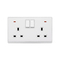 LONDON DOUBLE SOCKET WITH 2P BUTTON SWITCH NEON WH