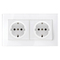 GERMAN DOUBLE SOCKET 16A GLASS FRAME WHITE+C. BOX