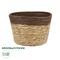 GloboStar® Artificial Garden LEFKADA 20287 Διακοσμητικό Πλεκτό Καλάθι - Κασπώ Γλάστρα - Flower Pot Μπεζ με Καφέ Φ22cm x Υ15cm