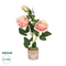GloboStar® Artificial Garden PINK ROSE 20984 Διακοσμητικό Φυτό Ροζ Τριαντάφυλλα  Υ38cm