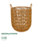 GloboStar® Artificial Garden OSAKA 21494 Διακοσμητικό Πλεκτό Καλάθι - Κασπώ Γλάστρα - Flower Pot Μπεζ Φ30cm x Υ41cm